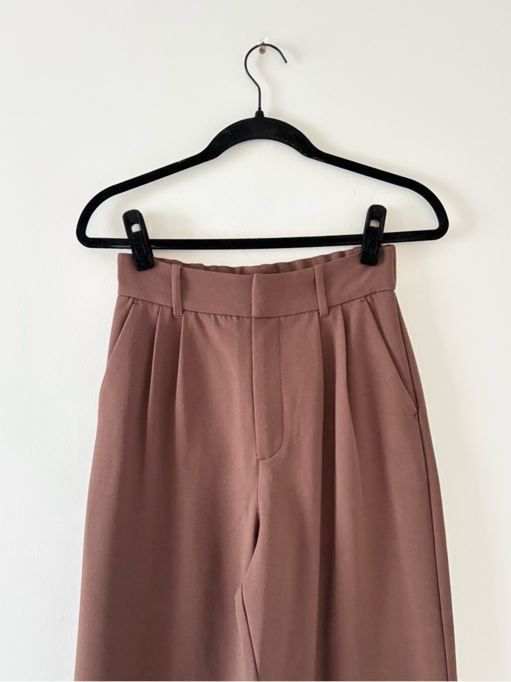 Abercrombie & Fitch Sloane Tailored Pants Wide Leg Trouser High Rise Brown - Picture 3 of 6